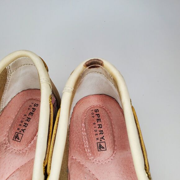 Sperry Topsider Boat Shoes Women’s 6.5M Pink Plaid Sequins Tan Leather 9303108 - Picture 9 of 9